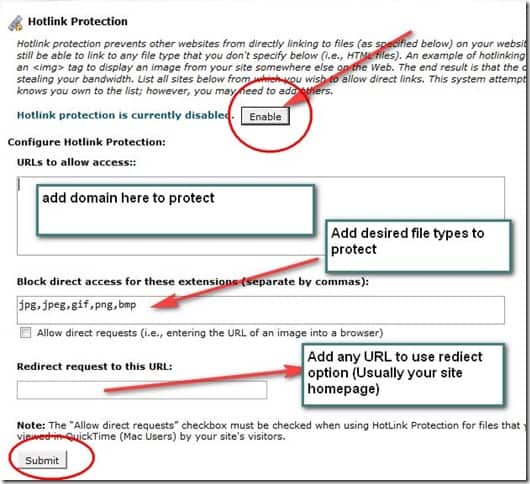 hotlinkprotection2 thumb How to Use Hosting Hotlink Protection to Preserve Bandwidth