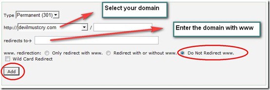 wwwredirect thumb How to Use 301 Domain Redirection using HostGator cPanel