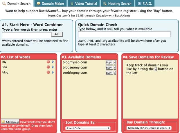 Bustaname domain tool