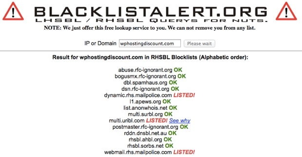 blacklisted website