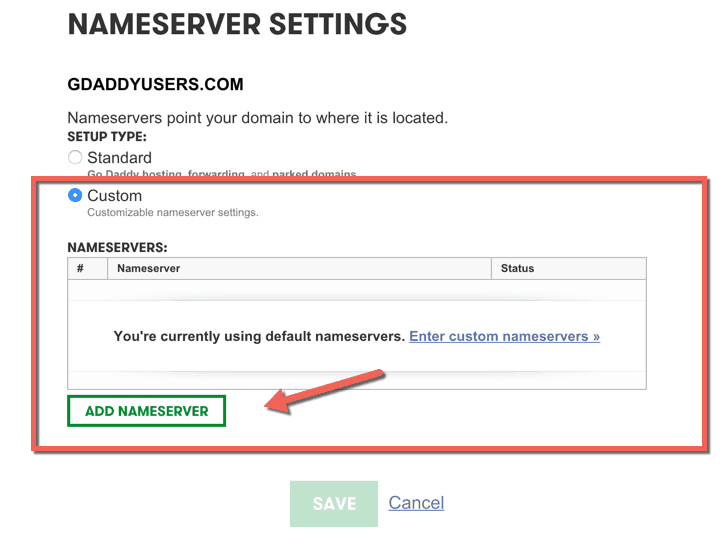 Custom Godaddy Nameserver