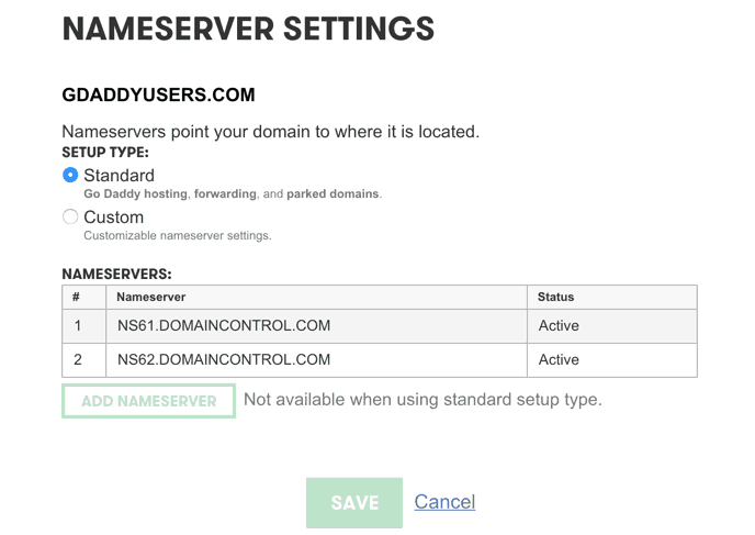 Default Godaddy Nameserver