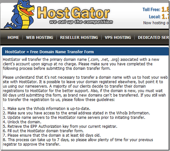 Hostgator Free Domain Renewal