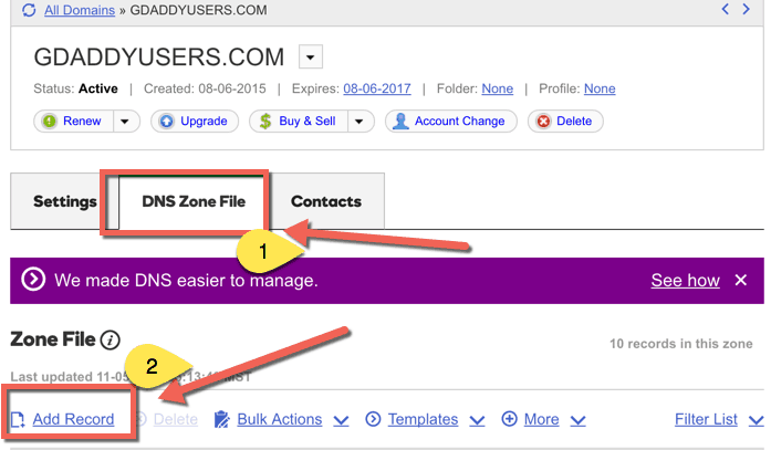 How to edit Domain DNS record on Godaddy