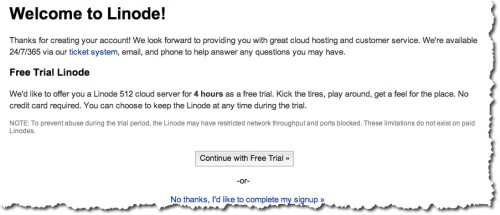 Linode free account