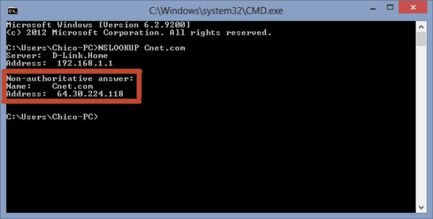 find ip address using domain name