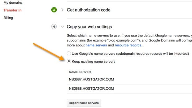 dtransfer domain to godaddy nameserver