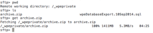 moving WordPress with sftp command