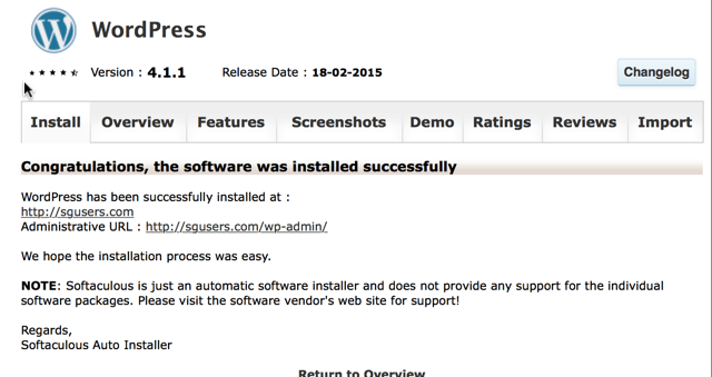 WordPress Installed