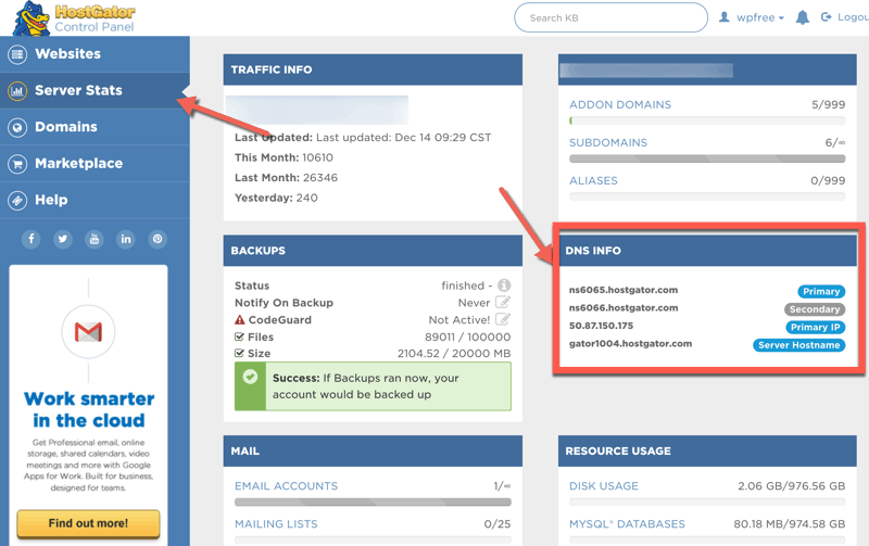 find hostgator email settings