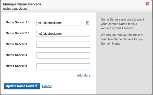 Nameserver to Bluehost